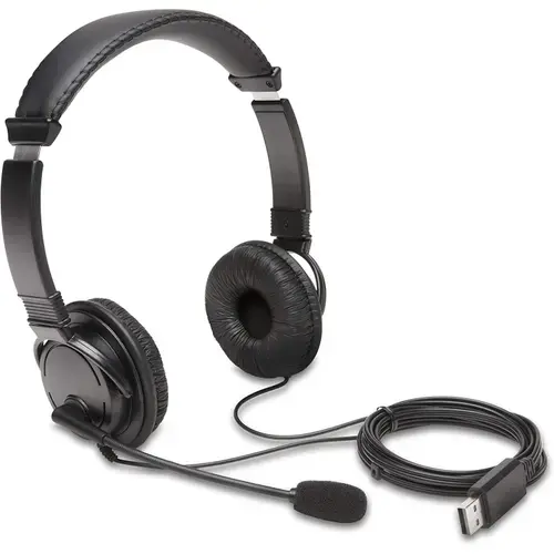 Casti Kensington K33065WW, reglabile, microfon cu anulare sunet inclus, conexiune cablu USB-C (Negru)