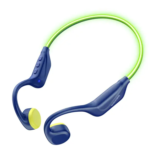 Casti Open-Ear DOOGEE BoneBeat Run Ray, Albastre, Bluetooth 6.0, LED Safety Light, IP66, 10h Autonomie, Dual Device