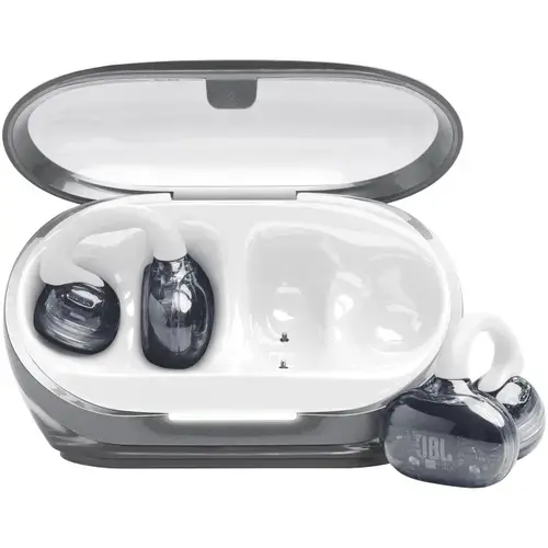 Casti Open-Ear JBL Soundgear Clips, True Wireless, Bluetooth, 4 microfoane, Multipoint, Autonomie 32 ore, IP54, Alb
