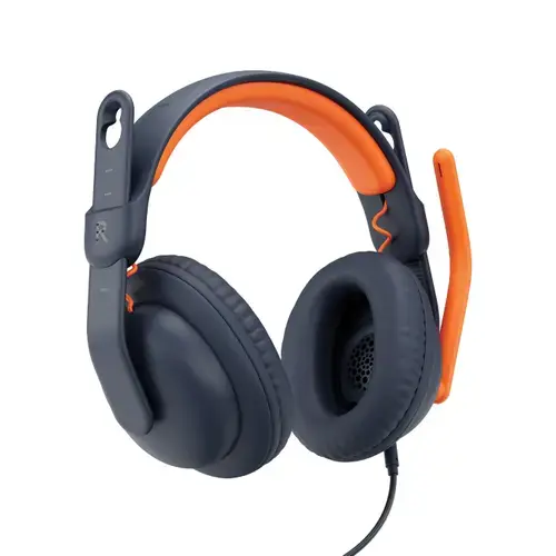 Casti pentru copii Logitech Zone Learn, Over-Ear, Stereo, Microfon, USB-C (Albastru/Portocaliu)
