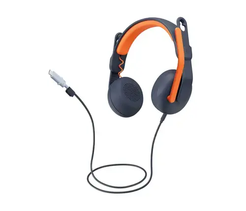 Casti pentru copii Logitech Zone Learn, Stereo, Microfon, USB-C (Albastru/Portocaliu)