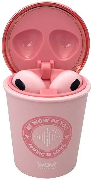 Căști pentru copii WOW Generation - Coffee Cup, wireless, roz