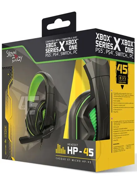 Casti SteelPlay stereo cu fir HP45 Negru/Verde
