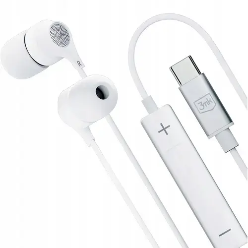 Casti Stereo 3MK, USB-C, Microfon, 1.2m (Alb)