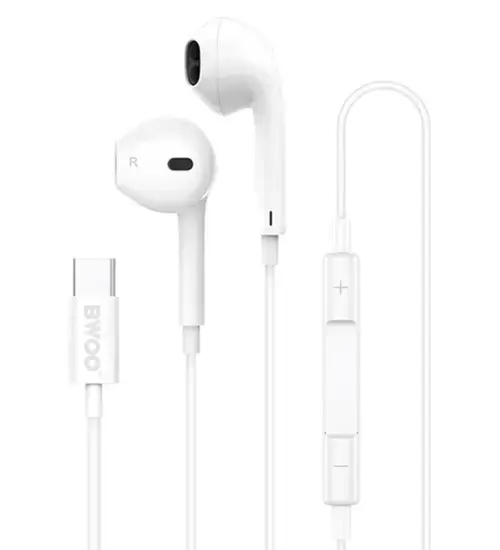 Casti Stereo BWOO HF175, Microfon, USB-C, Alb