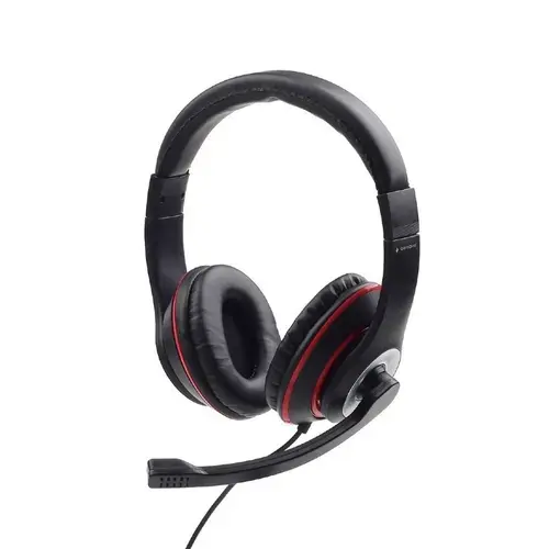 Casti Stereo Gembird MHS-03-BKRD, cu fir, standard, utilizare multimedia, call center, microfon pe brat, conectare prin Jack 3.5 mm (Negru)