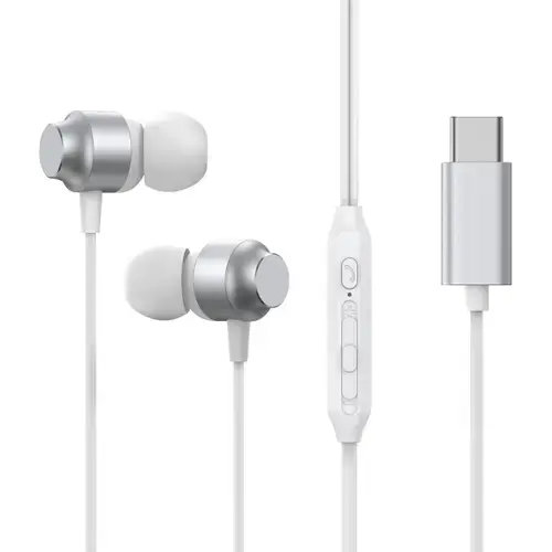 Casti Stereo Joyroom JR-EC06, USB-C, Microfon, Difuzor Dinamic Hi-Fi 10mm (Argintiu)