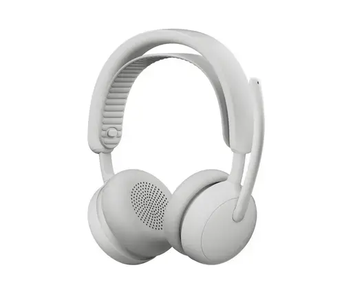 Casti Stereo PC Logitech Zone Wireless 2 ES, Bluetooth, Microfon, Autonomie 25/48 ore, ANC (Alb)