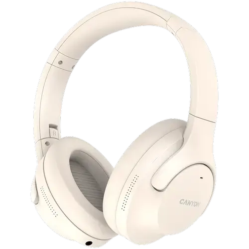 Casti Stereo Wireless CANYON OnRiff 10, Bluetooth 5.3, ANC, Hi-Fi, Autonomie 25 ore, Microfon (Bej)
