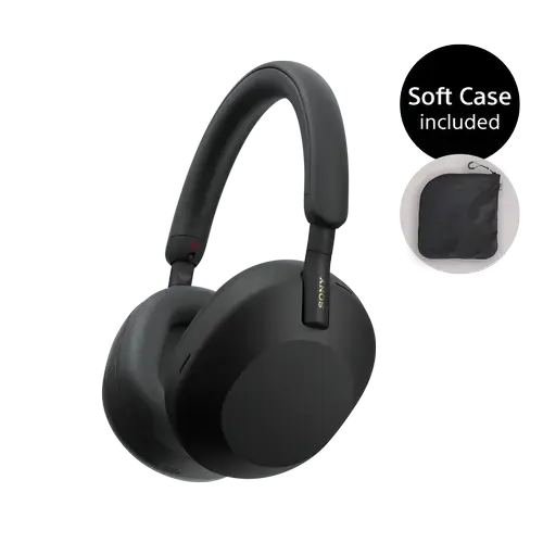 Casti Stereo Wireless Over Ear Sony WH1000XM5SAB, Noise Cancelling, Bluetooth, Senzor Touch Volum (Negru)