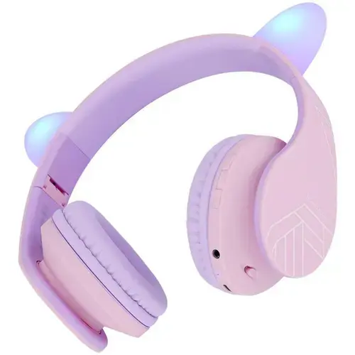 Casti Stereo Wireless PowerLocus P2 Kids Cat Ears, pentru copii (Roz/Violet)