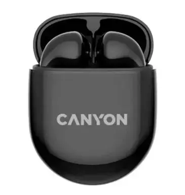 Casti True Wireless Canyon TWS-6, Bluetooth, Touch Control, Gaming Mode, Microfon (Negru)