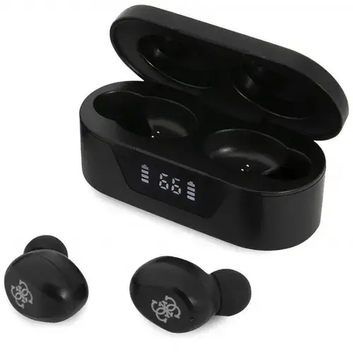 Casti True Wireless Guess Classic Logo, SinglePoint, IPX4, Control Tactil, Bluetooth (Negru)