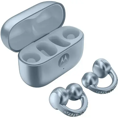 Casti True Wireless In-Ear Motorola Moto Buds Loop PG38C08446 Swarovski Edition, Bluetooth, Microfon Dual cu CrystaTalk AI (Albastru)