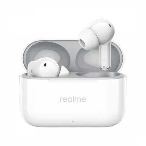 Casti True Wireless Realme Buds T200, Bluetooth, ANC, MultiPoint, Alb