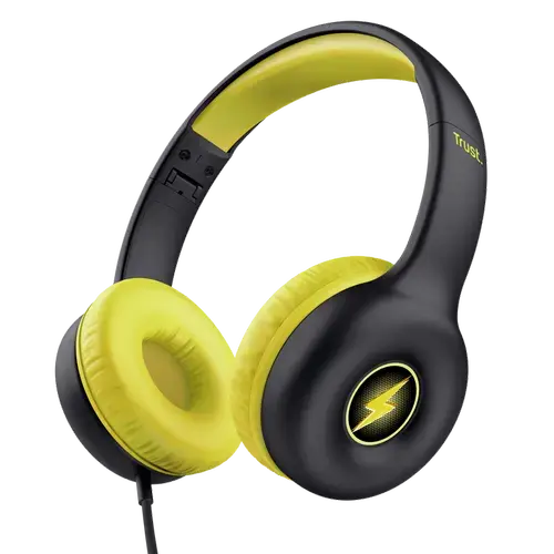 Casti Trust Nouna Kids, Jack 3.5mm, Stereo 2.0 (Negru/Galben)