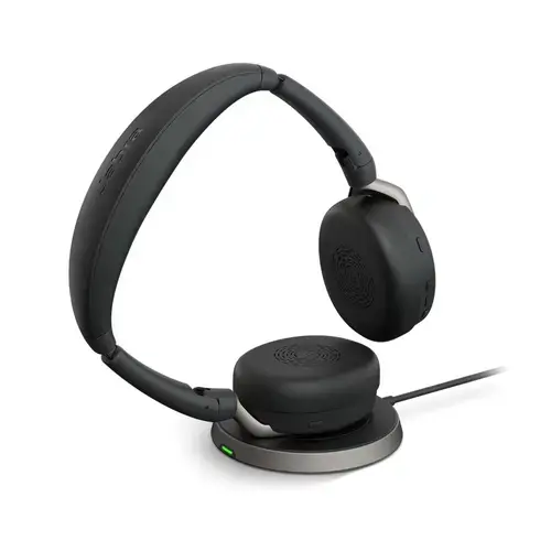 Casti Wireless Call Center Jabra Evolve2 65 FLEX, Bluetooth, USB-C, UC, Incarcare Wireless (Negru/Argintiu)