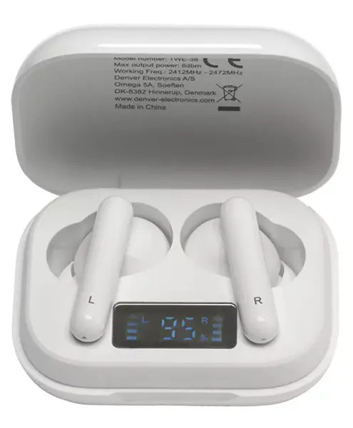 Căști wireless Denver - TWE-38, TWS, albe