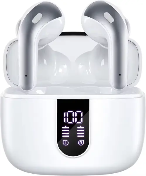 Casti Wireless In-Ear Bluetooth 5.4 Rezistente la Apa cu Display Baterie si Fast Pairing