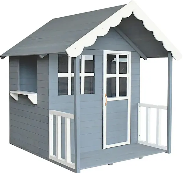 Căsuță de copii din lemn Ginger Home - Cu verandă, gri