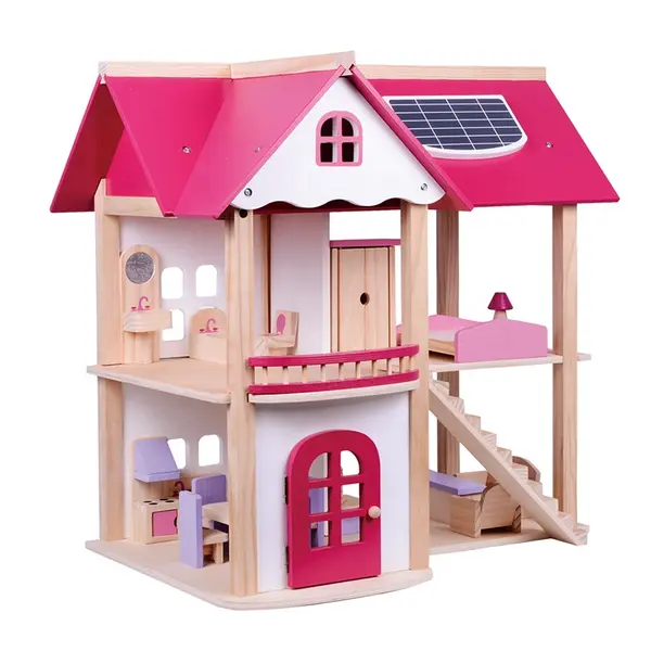 Casuta de papusi Jumbo Pink House cu mobilier