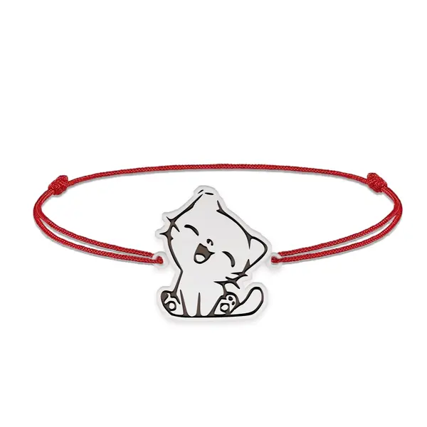 Cat - Bratara personalizata snur si pisica din argint 925