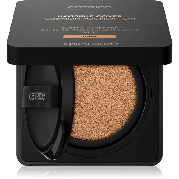 Catrice Invisible Cover Cushion Foundation machiaj matifiant în burete SPF 30 culoare 036W 10 g