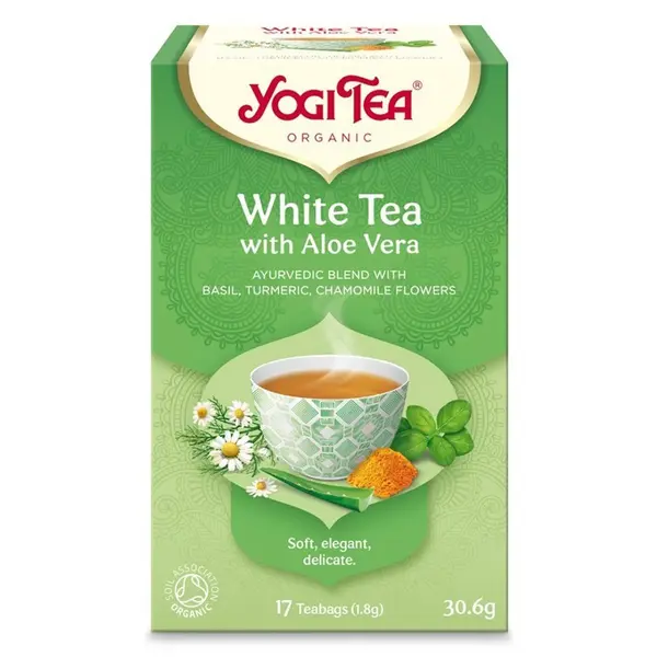 Ceai Bio Alb cu Aloe Vera, Yogi Tea, 17 Plicuri, 30.6 g