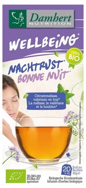 Ceai bio din plante pentru somn liniștit, 20 plicuri filtrante, Damhert