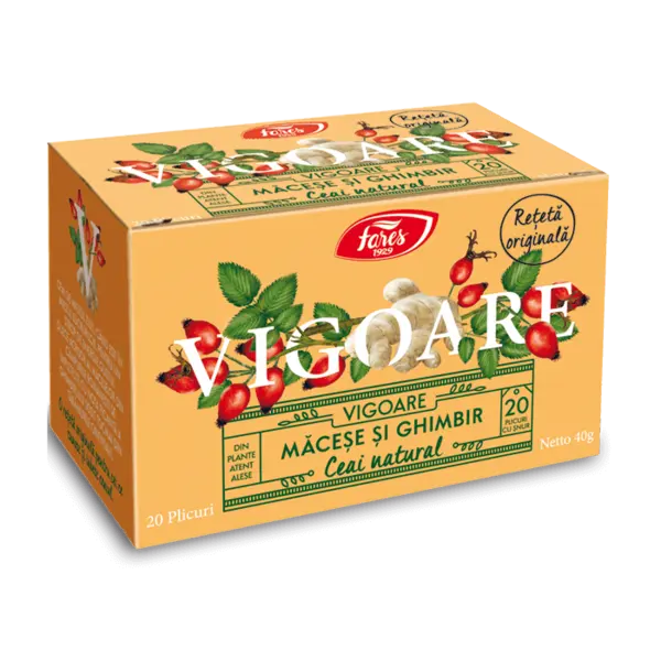 Ceai cu macese si ghimbir Vigoare, 20 plicuri, Fares