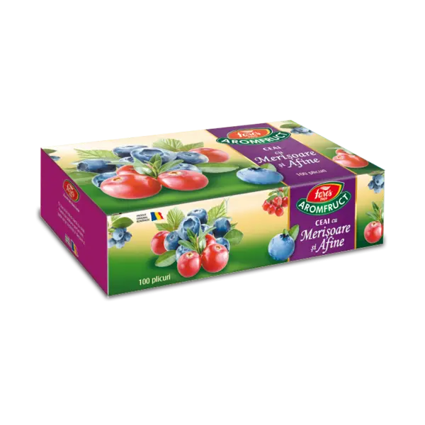 Ceai cu merisoare si afine Aromafruct, 100 plicuri, Fares