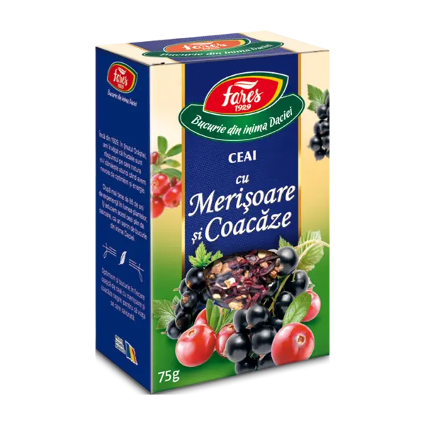 Ceai cu merisoare si coacaze, 75g, Fares