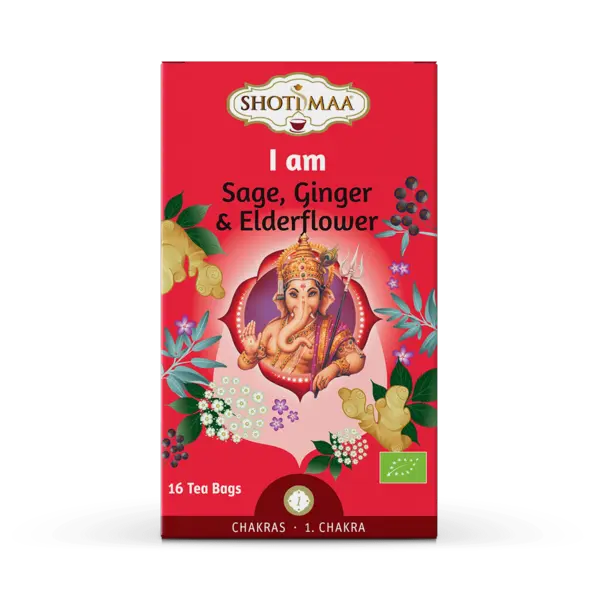 Ceai cu salvie, ghimbir si soc Chakras I Am Bio, 16 plicuri, Shoti Maa