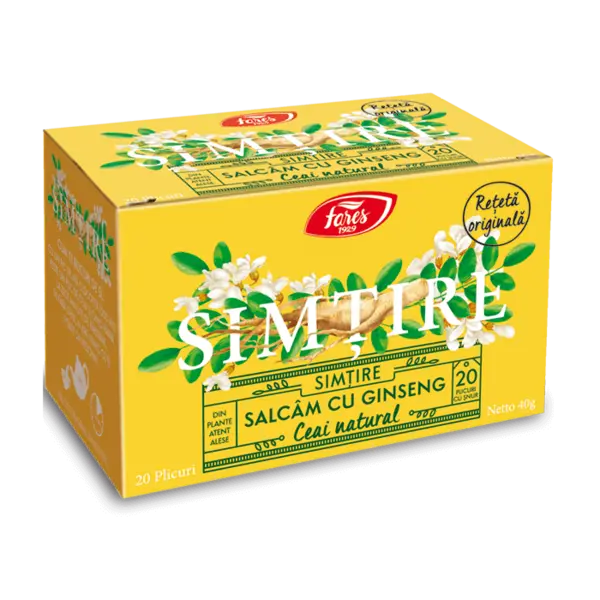 Ceai de salcam cu ginseng Simtire, 20 plicuri, Fares