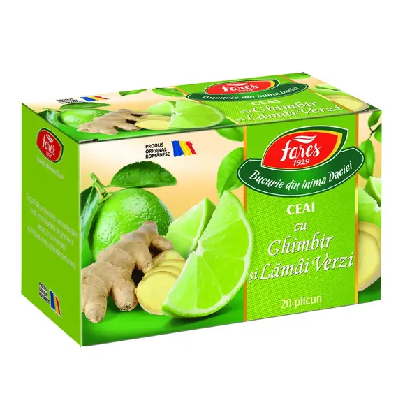 Ceai Fares Ghimbir si Lamai verzi 20 plicuri/cutie Ceai Fares Ghimbir si Lamai verzi 20 plicuri/cutie