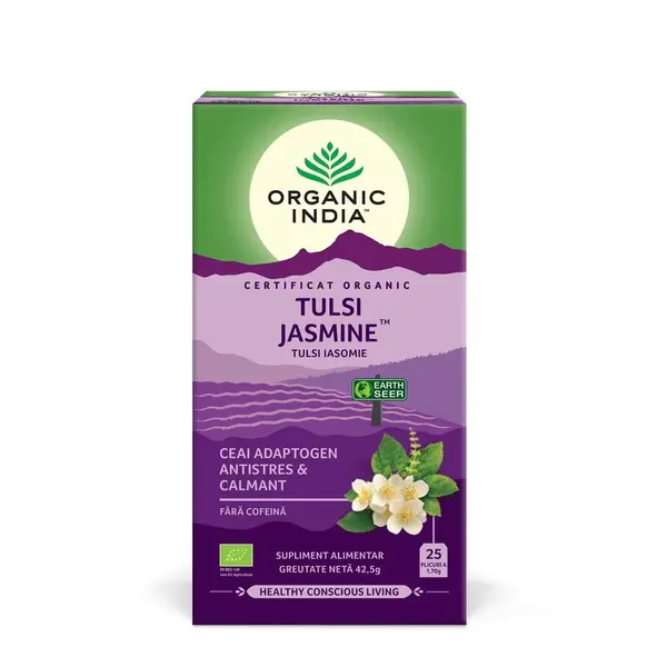Ceai Tulsi (Busuioc Sfant) Iasomie - Ceai Adaptogen Antistres si Calmant, eco, 25 de plicuri, Organic India