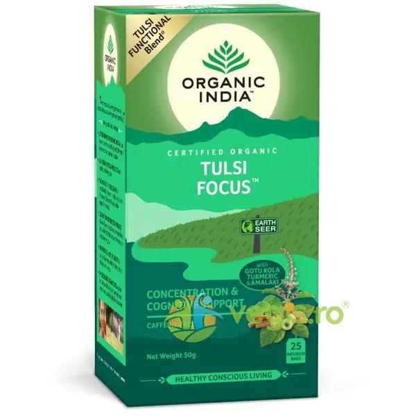 Ceai Tulsi Focus (Amestec Concentrare si Sprijin Cognitiv) Ecologic/Bio 25dz