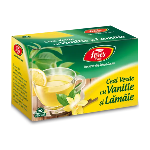 Ceai verde cu lamaie si vanilie, 20 plicuri, Fares