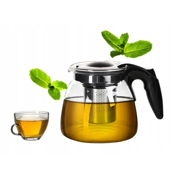 Ceainic din sticla, filtru din inox, capacitate 1100 ml
