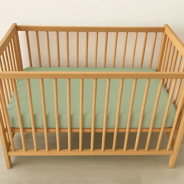 Cearceaf 2 in 1 impermeabil din bumbac organic 120x60 cm Twindeco Menta