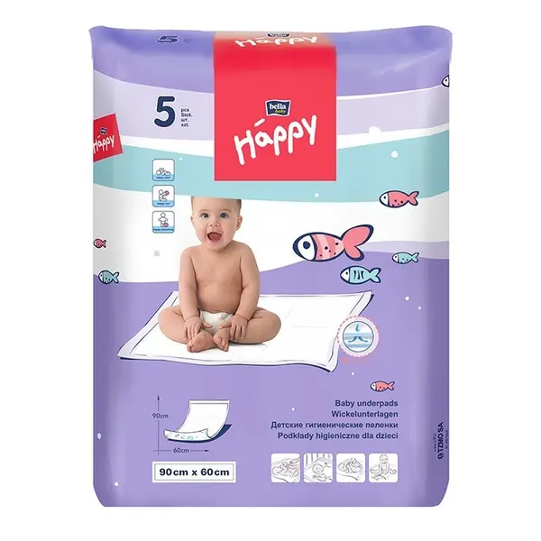 Cearceaf Absorbant Happy 90x60, 5 Bucati