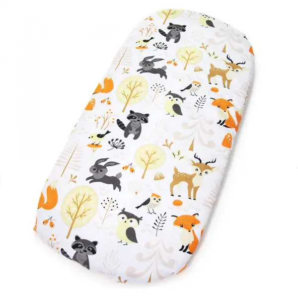 Cearceaf cu banda elastica pentru copii Kerstin Forest Friends, 100 bumbac, pentru saltea 120x60 cm