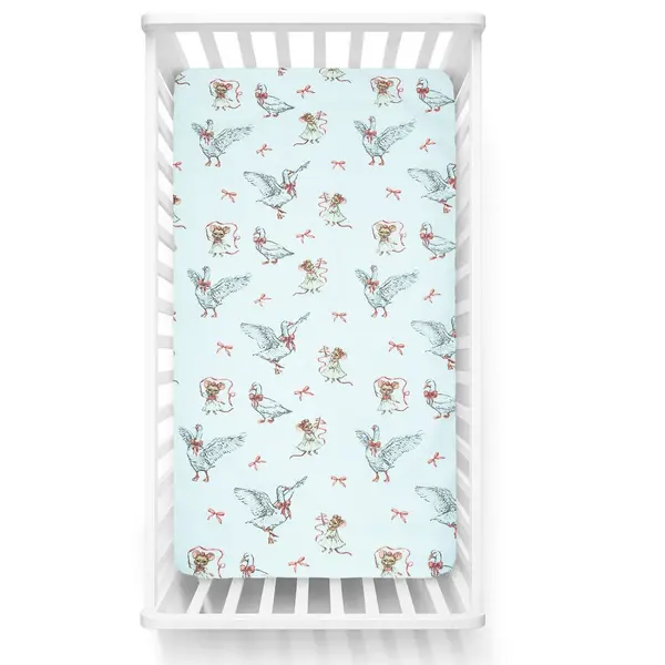 Cearceaf cu banda elastica pentru pat copii Kerstin Mother Goose, 100 bumbac, pentru saltea 120x60 cm