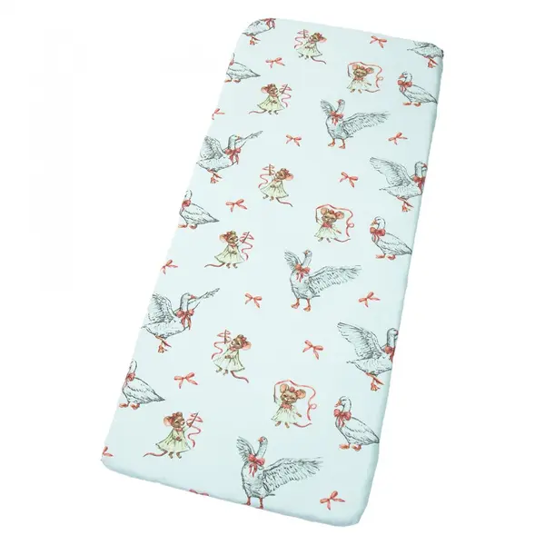 Cearceaf cu banda elastica pentru pat copii Kerstin Mother Goose, din 100 bumbac, pentru saltea 90 x 50 cm