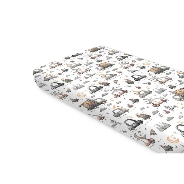 Cearceaf cu elastic MimiNu pentru pat 160x80 cm din bumbac Cars Grey