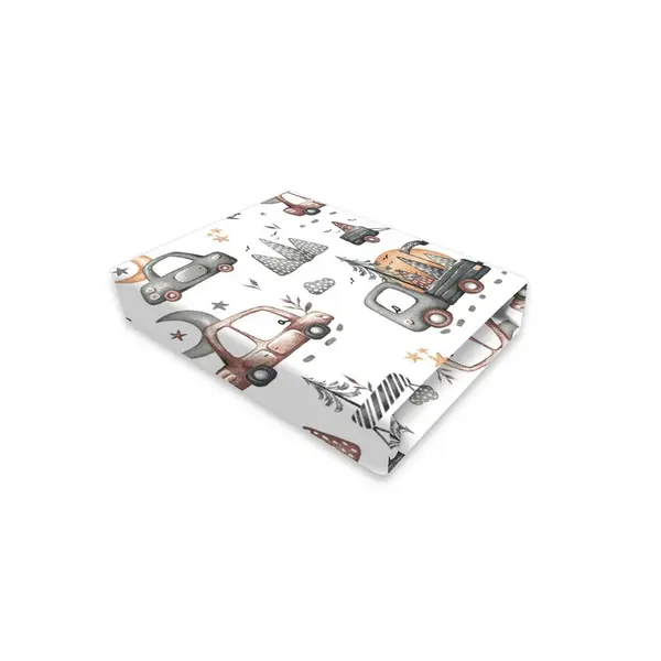 Cearceaf cu elastic, MimiNu, Pentru patut 140X70 cm, Din bumbac certificat Oeko Tex Standard 100, Design, Cars Grey