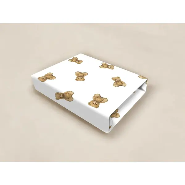 Cearceaf cu elastic Qmini, pentru patut co-sleeper, Aurora, dimensiune 76x43 cm, din bumbac, Teddy Toys