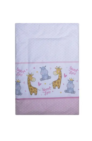 Cearceaf din bumbac pentru saltea 120x60 cm HippoGiraffe Roz Beberoyal