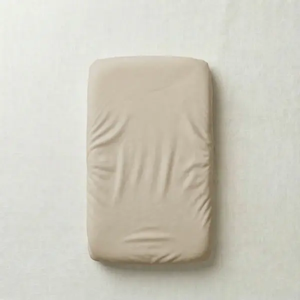 Cearceaf Elastic Impermeabil Bej dublat 2in1, 90x50, bumbac organic cu interior captusit impermeabil