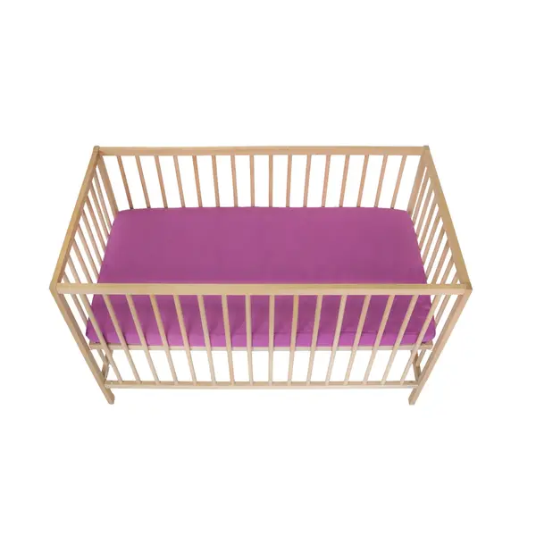 Cearceaf Elastic Impermeabil Mov dublat 2in1, 120x60, bumbac organic cu interior captusit impermeabil